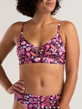 Title nine Burgundy Floral Bikini Top